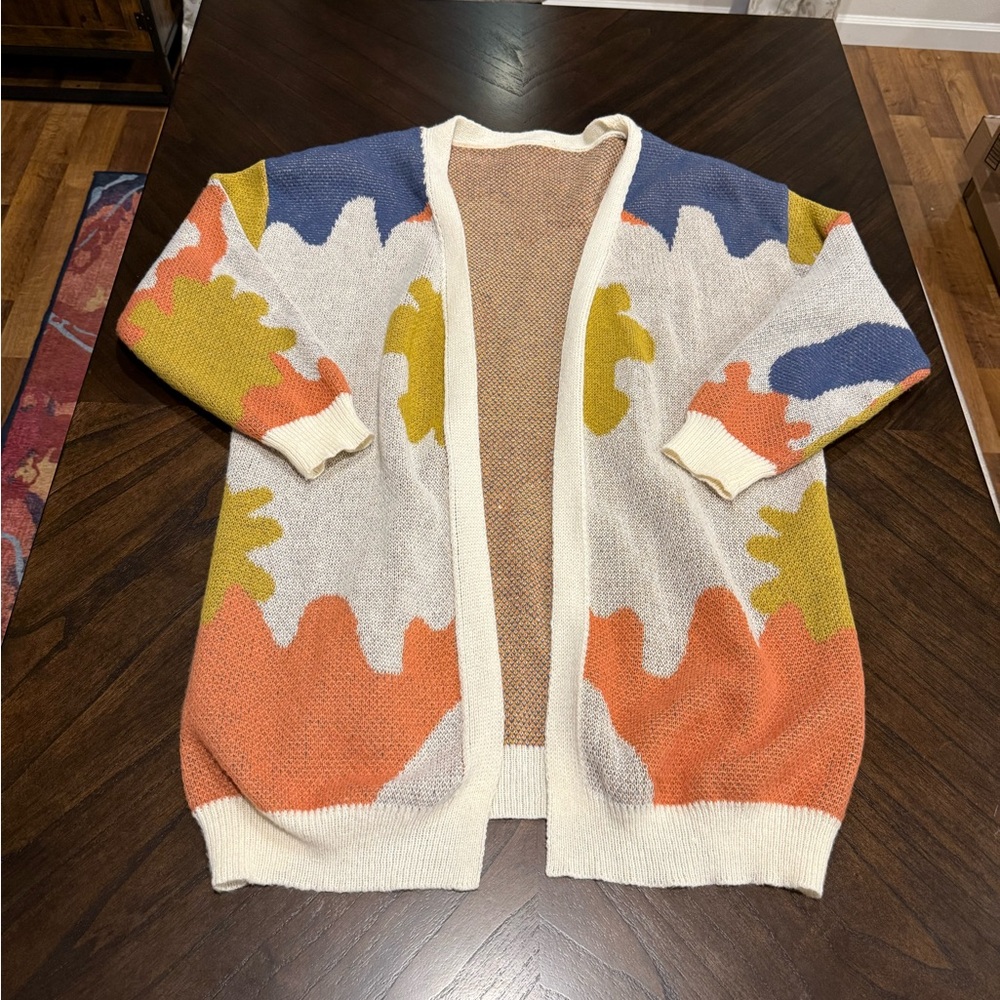 SHEIN Multicolor Abstract Cardigan